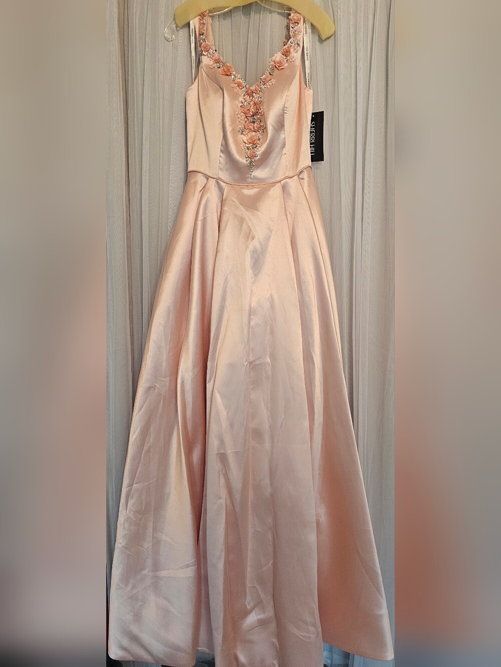 Sherri Hill Blush Satin Evening Gown